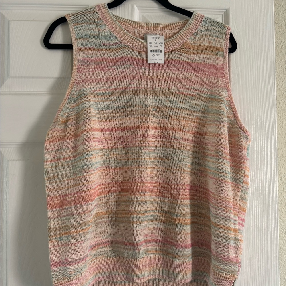 J. Crew Pastel Stripe Knit Crewneck Sweater